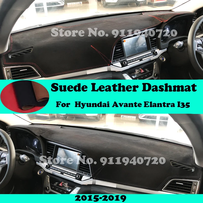 

Для Hyundai Avante, Elantra I35 2015-2019 замшевый кожаный коврик для приборной панели, коврик для приборной панели, коврик, коврик, аксессуары для стайлинга...