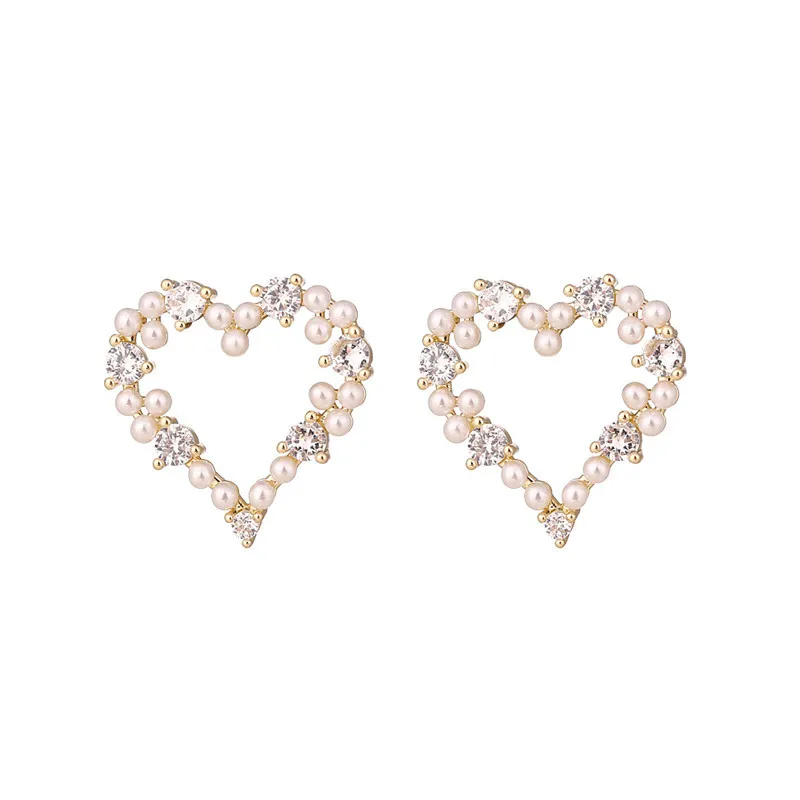 

2021 Spring New Earrings Korean Version Of Pearl Love Earrings Heart-shaped Korean Temperament Fashion Hundred Net Red Earrings