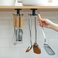 kitchen hooks rotated 6 hooks hanging kitchenware storage rack for spatula spoon wardrobe ties bag hanger selfadhesive organizer