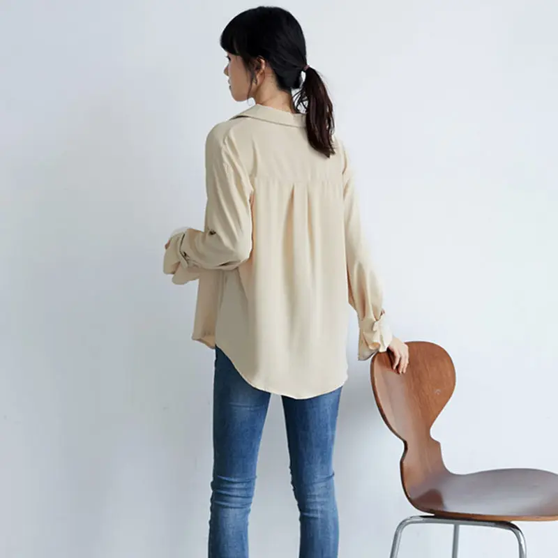 

2020 New Spring Autumn Chiffon White Color Korean OL Style Women's Shirt Blouse Tops Long Sleeve Elegant Blouses Female