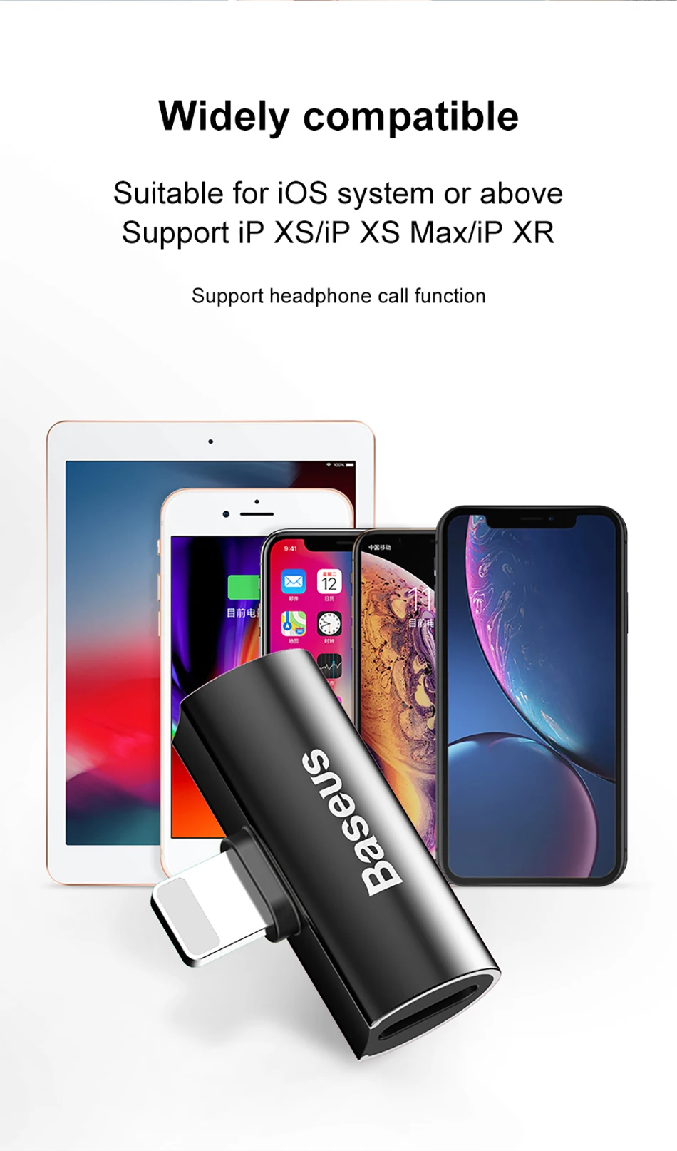 Baseus 2 в 1 для Apple Lightning до 3,5 мм разъем для наушников адаптер аудио Зарядка конвертер для iPhone xs xr 8 7 6s 5S 11 зарядное устройство