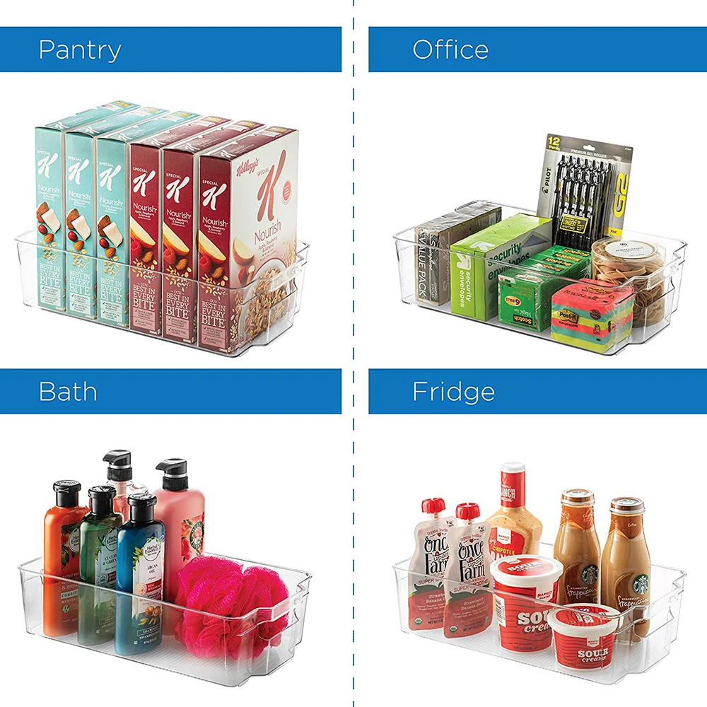 

Clear Bins Stackable Organizer Handles for Freezer Pantry and Kitchen Cabinets