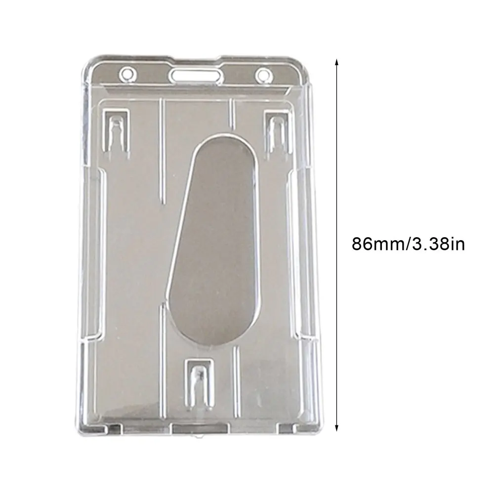 1Pcs Hard Plastic Double-faced Card Holder Transparent Clear Horizontal ID Badge Holders Cover Easy Access Thumb Notch | Канцтовары для