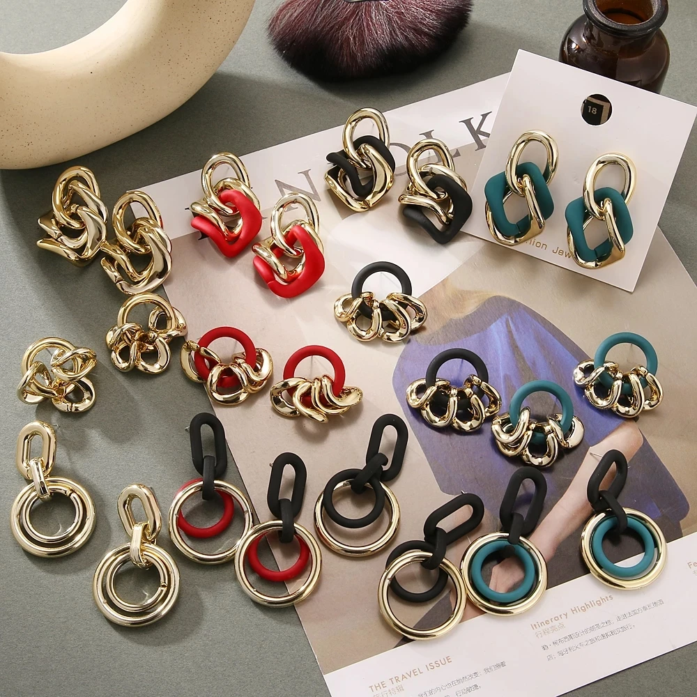 

IngeSight.Z Kpop Colorful Rainbow Resin Acrylic Drop Dangle Earrings Layered Geometric Hanging Earrings Female Jewelry Wedding