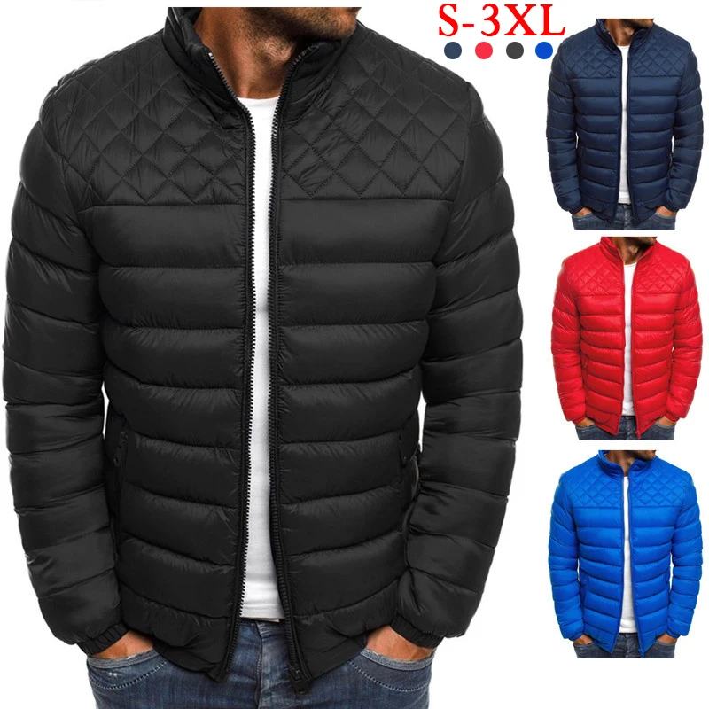 

Men's Stand Collar Jackets Winter Thick Outdoor Coats Warm Male Down Jacket Sports Zipper Overcoats Thermal Jackets Clothing