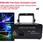 4 шт.лот разноцветный анимационный лазерный проектор RGB DMX 512 Сканер DJ для дискотевечерние вечеринки праздника 600 мВт 1 Вт 1,5 Вт сценическое освещение