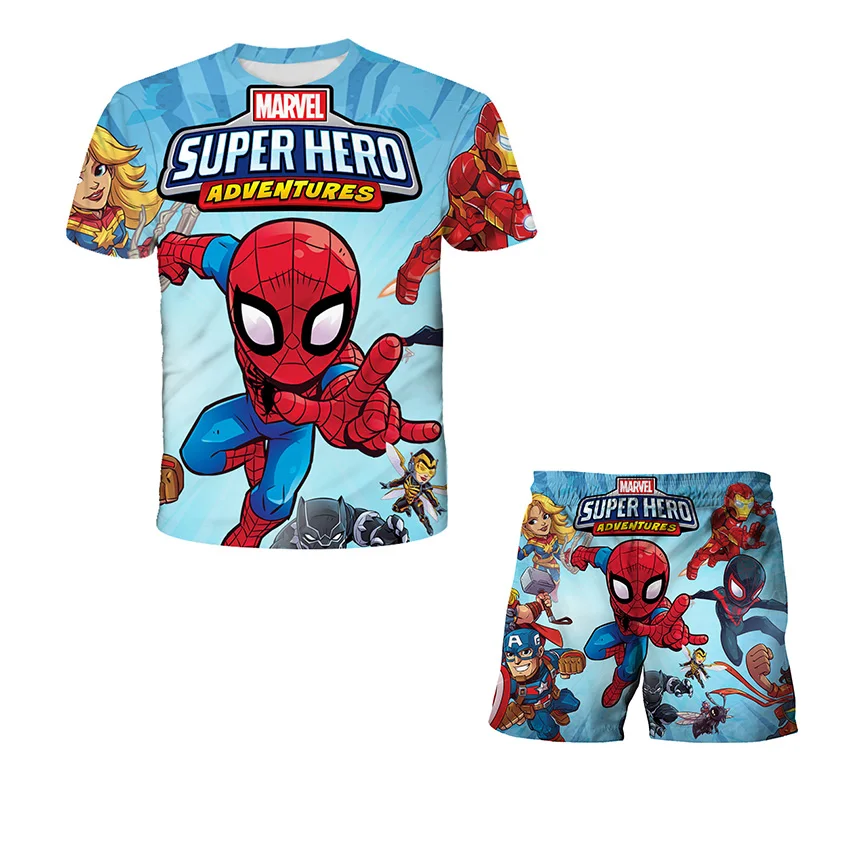 

boy sets Spider Hero Movie Costume boys clothes Summer T-shirt baby girl clothes homme araigne Girl sets Baby street clothes