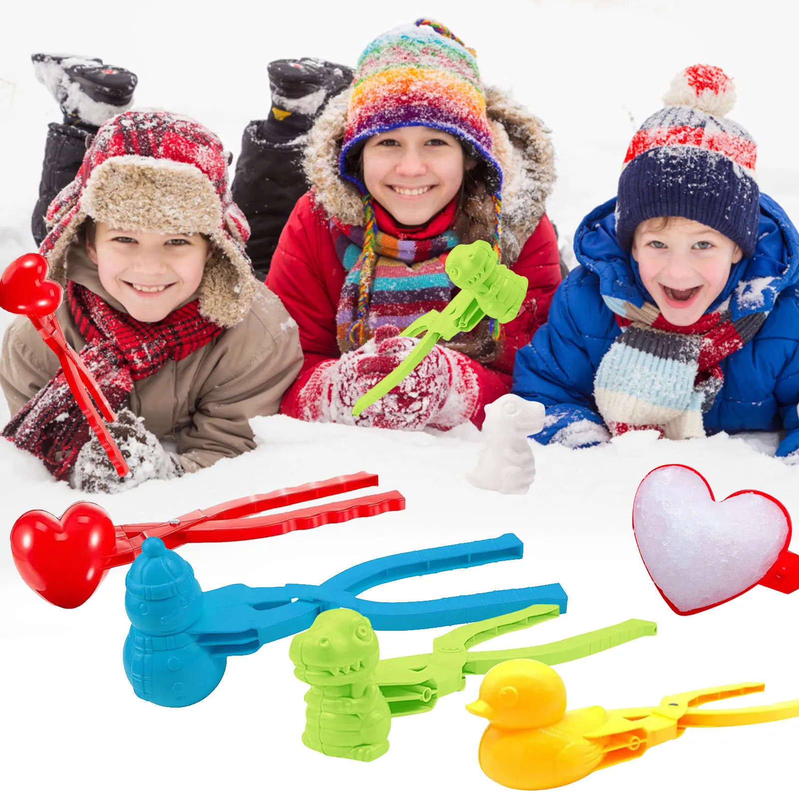 4pc Heart Duck Dinosour Shape Snowman Spherical Snowball Maker Outdoor Winter Snow Sand Mold Tool Creative Fun & Sports - купить по