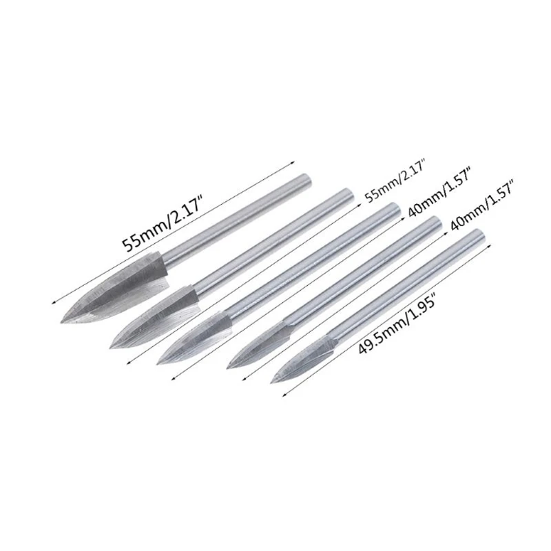 

5pcs/set 3mm Shank Wood Carving Engraving Drill Bit Milling Cutter Knife HSS Sharp Edges Woodworking Tools