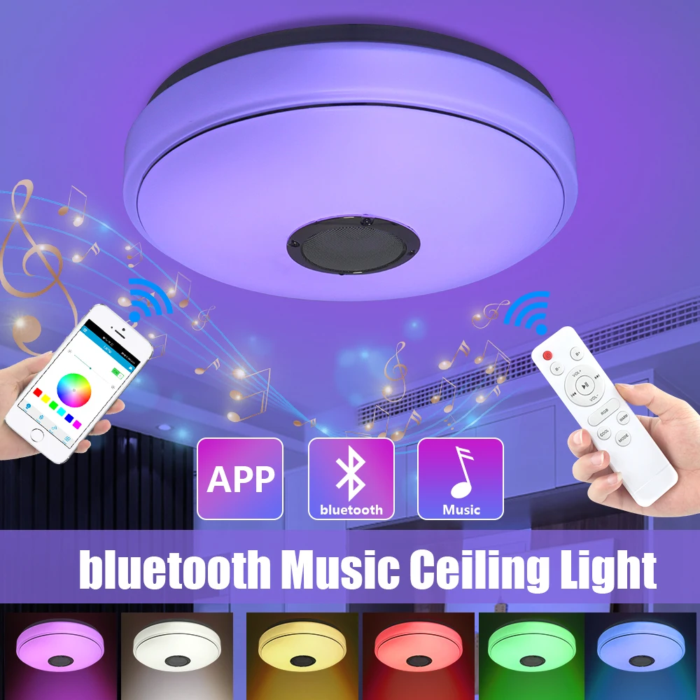 

Bluetooth 48W Smart LED Flush Mount Ceiling Light Dimmable RGB Color Changing for Living Bedroom Kids Room Lights