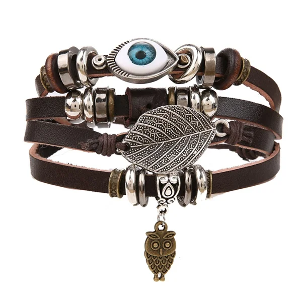 IFMIA богемные деревянные плетеные браслеты ручной работы, браслеты Pulsera для мужчин, винтажный многослойный синий кожаный браслет с бусинами, браслеты - Окраска металла: ZL0000710