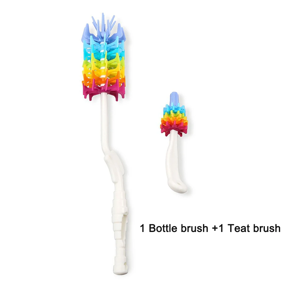 bottle brush set MSJO очиститель для бутылочек, кухонный скруббер для кормления молока, детский чистящий инструмент, съемная кухонная силиконовая щетка для чистки детских бутылочек - Цвет: bottle brush set