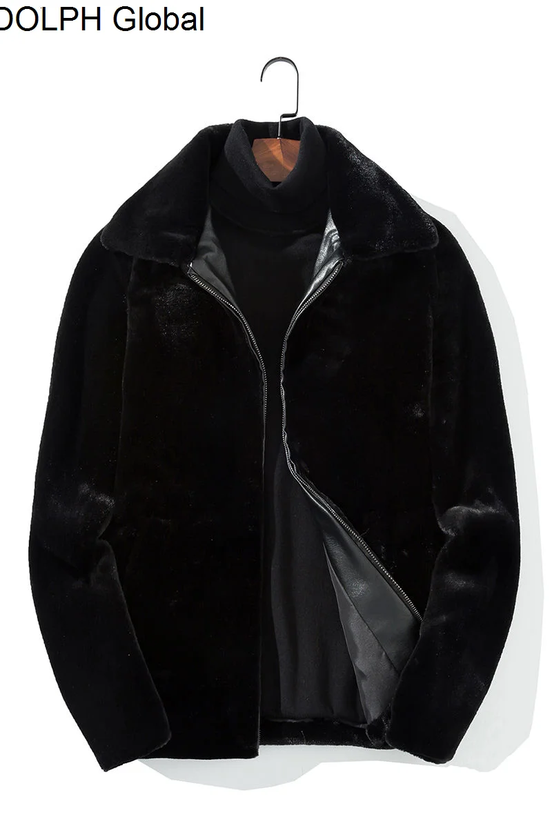 

Осенне-зимнее Норковое повседневное Мужское пальто с лацканами из искусственного меха утолщенное теплое Черное пальто