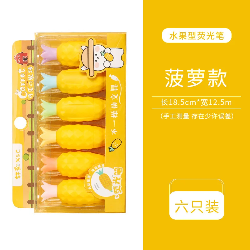 

Mini Cartoon Carrot Fluorescent Pen Set Creativity Cut Vegetable Fruit Highlighter Student Color Hand Account Marker Stationery