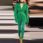 Женский Джинсовый блейзер на пуговицах, подиумный стильный блейзер с дополнительными плечами и прострочкой, 2021