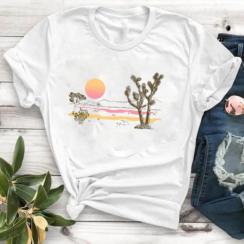 Футболка женская с принтом в полоску Повседневная рубашка стиле пустыни топ