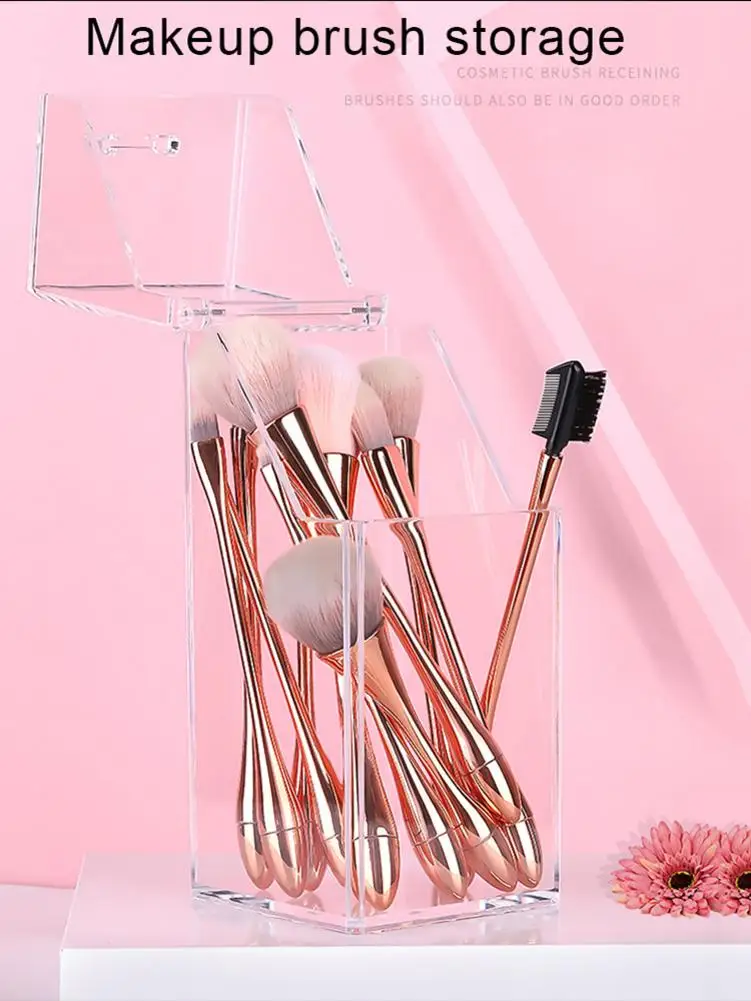 

Cosmetic Makeup Storage Box Brush Holder jewelry Organizer Dust-proof Nail Polish Storage Box for Dresser Table