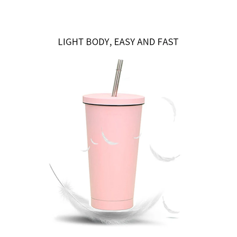 

2021 Stainless Steel Water Mug Set 500ml Thermo Mugs Coffee Cups Water Bottle For Tea Flask Metal Cup Drink Straw Travel Cups