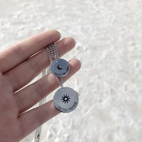 amaiyllis sun moon letter round coin necklace pendants long chain clavicle pendants for couple necklace valentines day gift