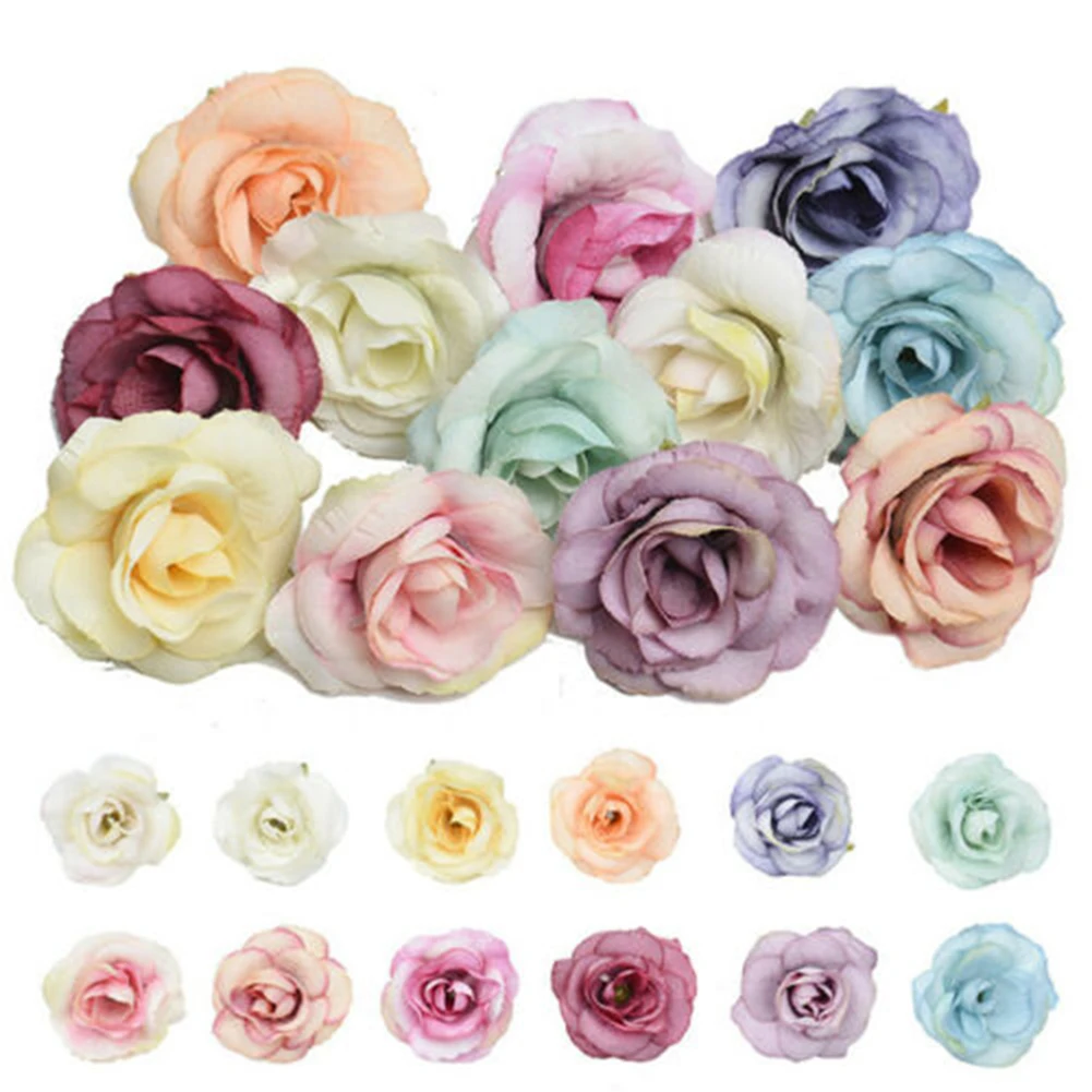 

50PCS Artificial Silk Rose Flower Head Bulk Craft Wedding Party Durable