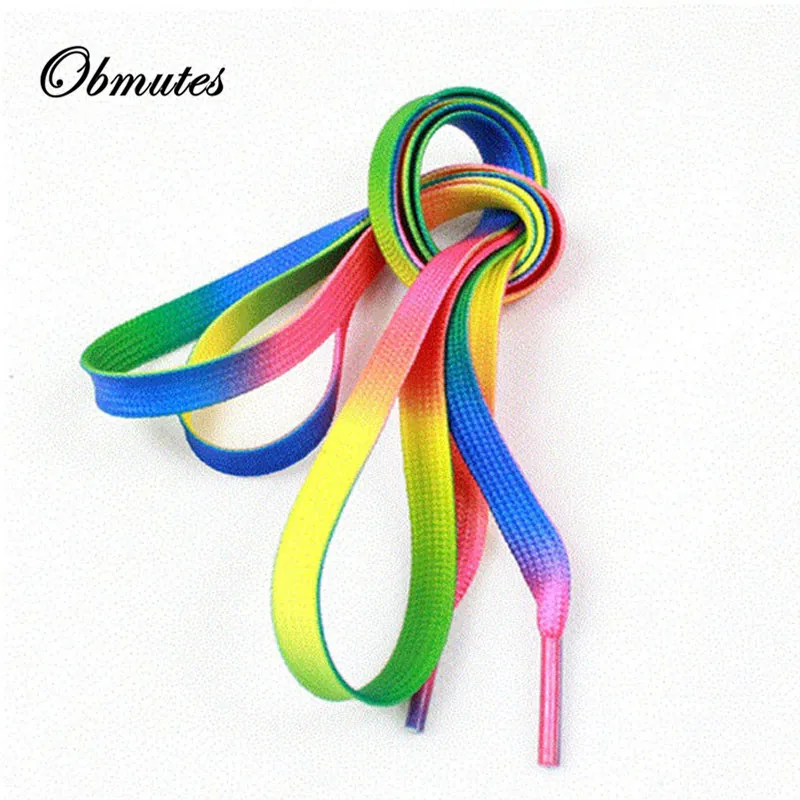 Wholesale!100cm/39.5inch Rainbow Shoelaces Flat Colorful Shoestrings for Casual Shoes