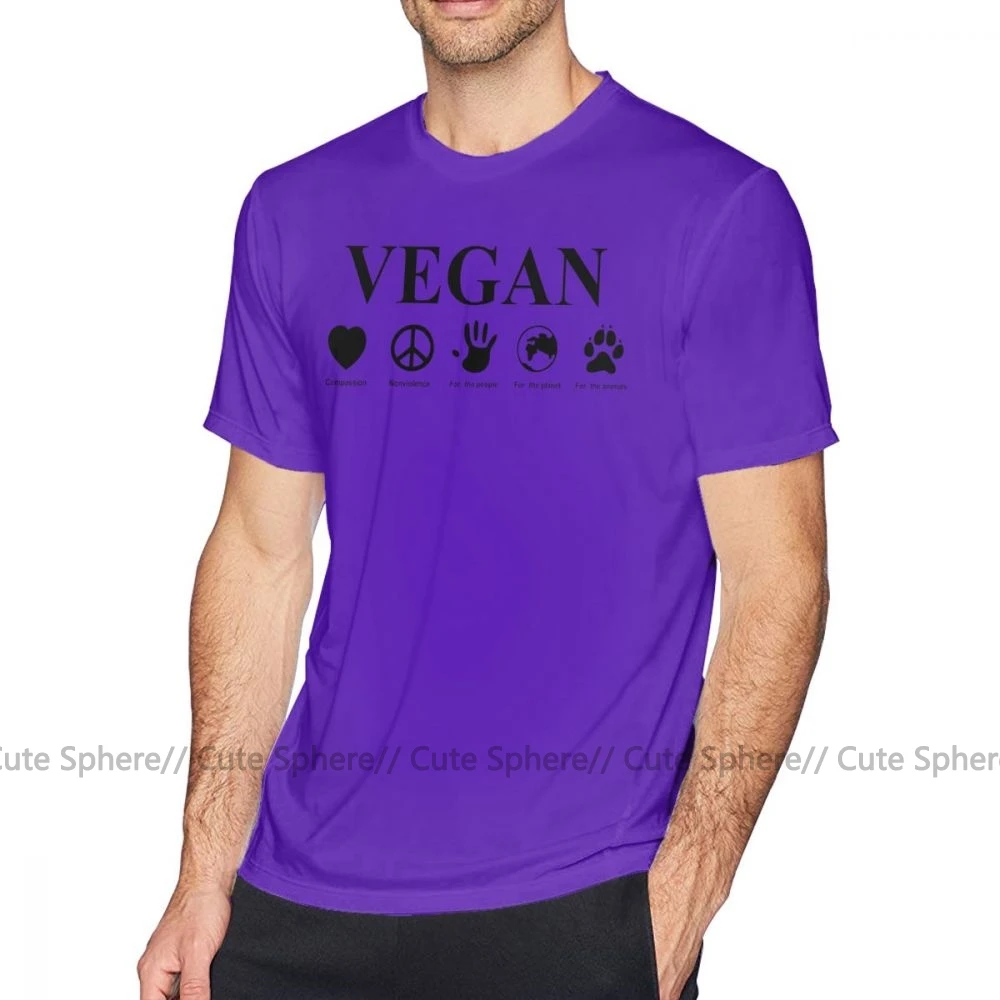 Vegan футболка Go Vegan, футболка для мужчин, забавная футболка с коротким рукавом, с принтом, базовая, негабаритная, 100 процентов, хлопковая футболка - Цвет: Purple