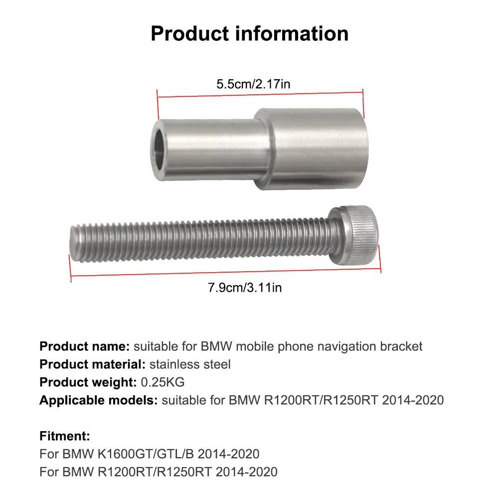 

2PCS Mobile Phone Bracket Extension Rod Support Mobile Phone GPS Bracket for Bmw K1600gt K1600gtl K1600b R1200rt 2014-2020
