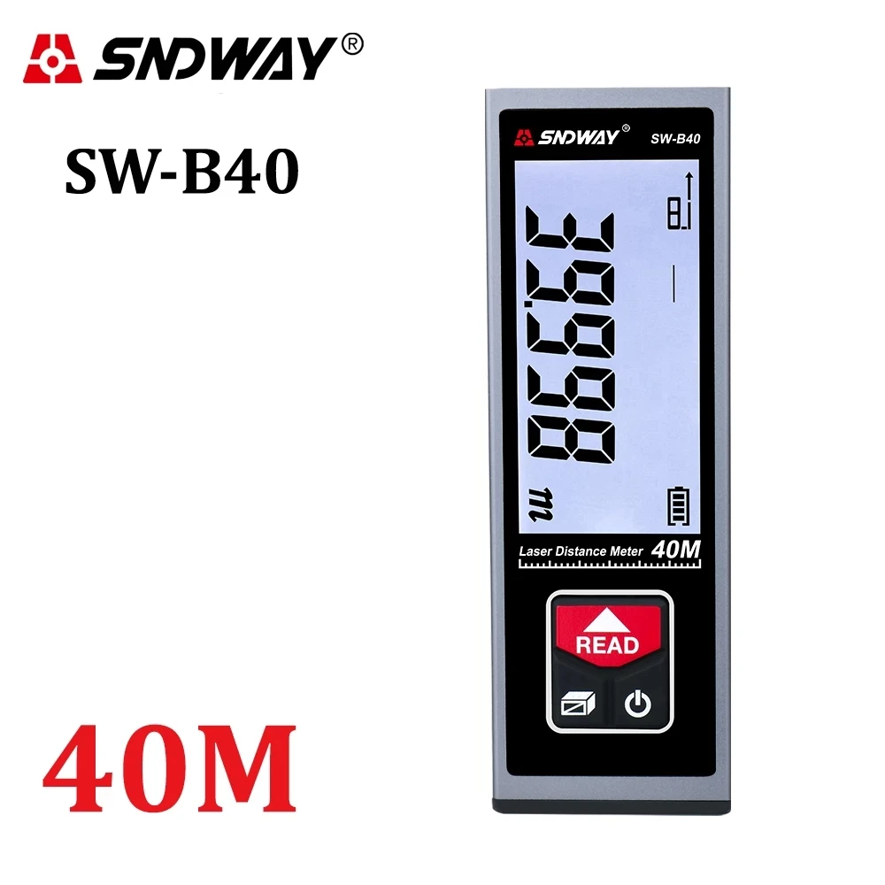 

SNDWAY Laser Distance Meter 40m 50m 60m Range Finder Laser Tape Measure Trena Lazer Roulette Rechargeable Digital Rangefinder