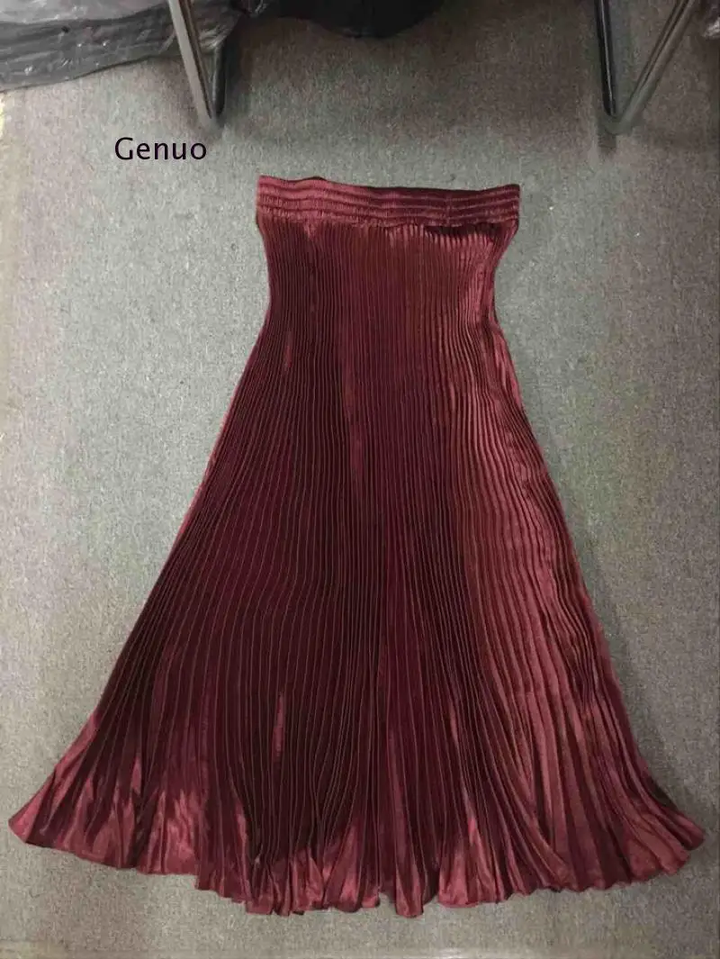 Юбка в складку женская Корейском стиле Сезон лето Стиль яркие ткани