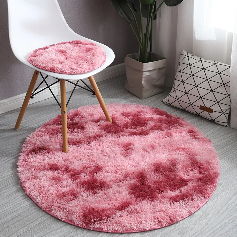 

Tie-Dye Carpet Floor Mat Round Carpet Modern Plush Anti-Skid Shaggy Area Rug Home Bedroom Living Room Blanket