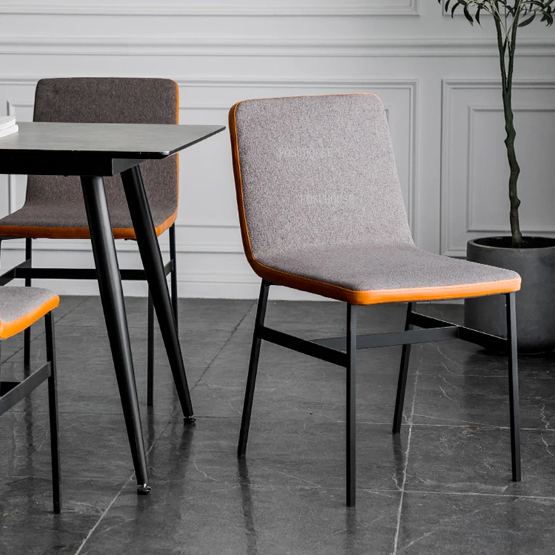 Железный современный обеденный стул для отдыха кафе нордическая ткань стулья