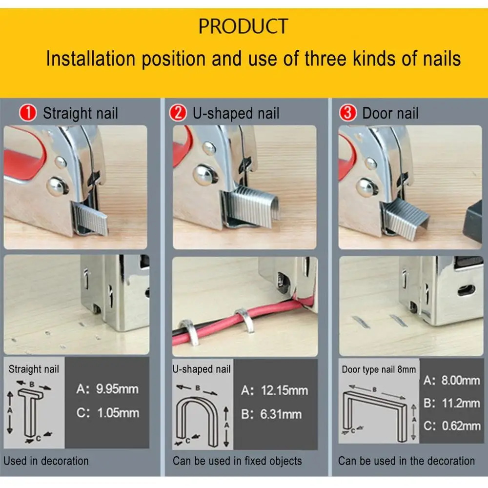 

Nail Staple Gun Nailer Furniture Stapler For Wood Door Upholstery Framing Rivet Gun Kit Nailers Rivet Tool Woodworking Tools