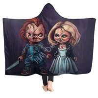 bride of chucky flannel hooded blanket super soft cozy blanket hoodie for adults kids funny horro blanket for home office travel