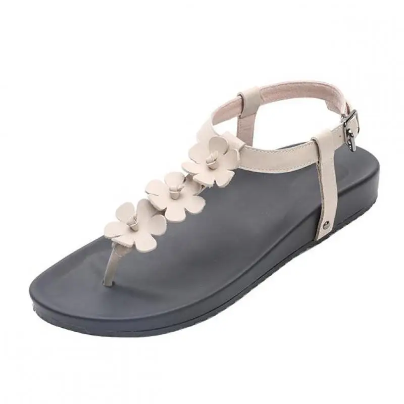 

YourSeason Summer Women Genuine Leather Shoes 2020 New Buckle Strap Casual Sewing Ladies Retro Flower Sandals Flat With