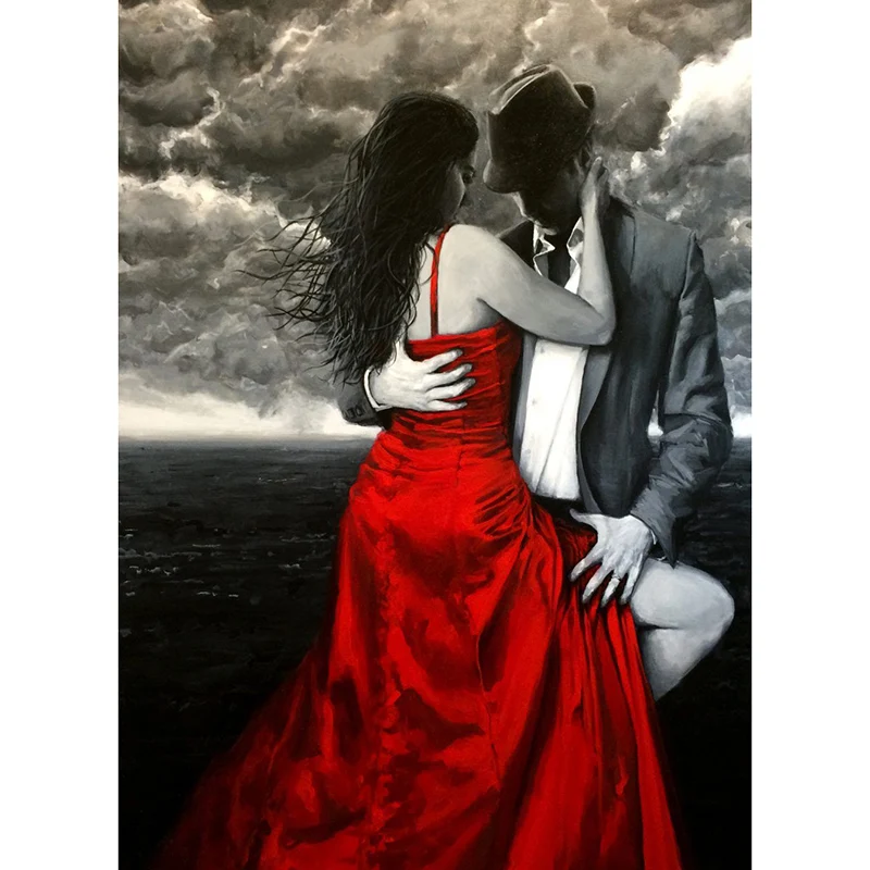 

5D DIY Diamond Painting Cross Stitch Full Round Resin Lover Couple Diamond Embroidery Mosaic Cartoon Landscape Home Decorations