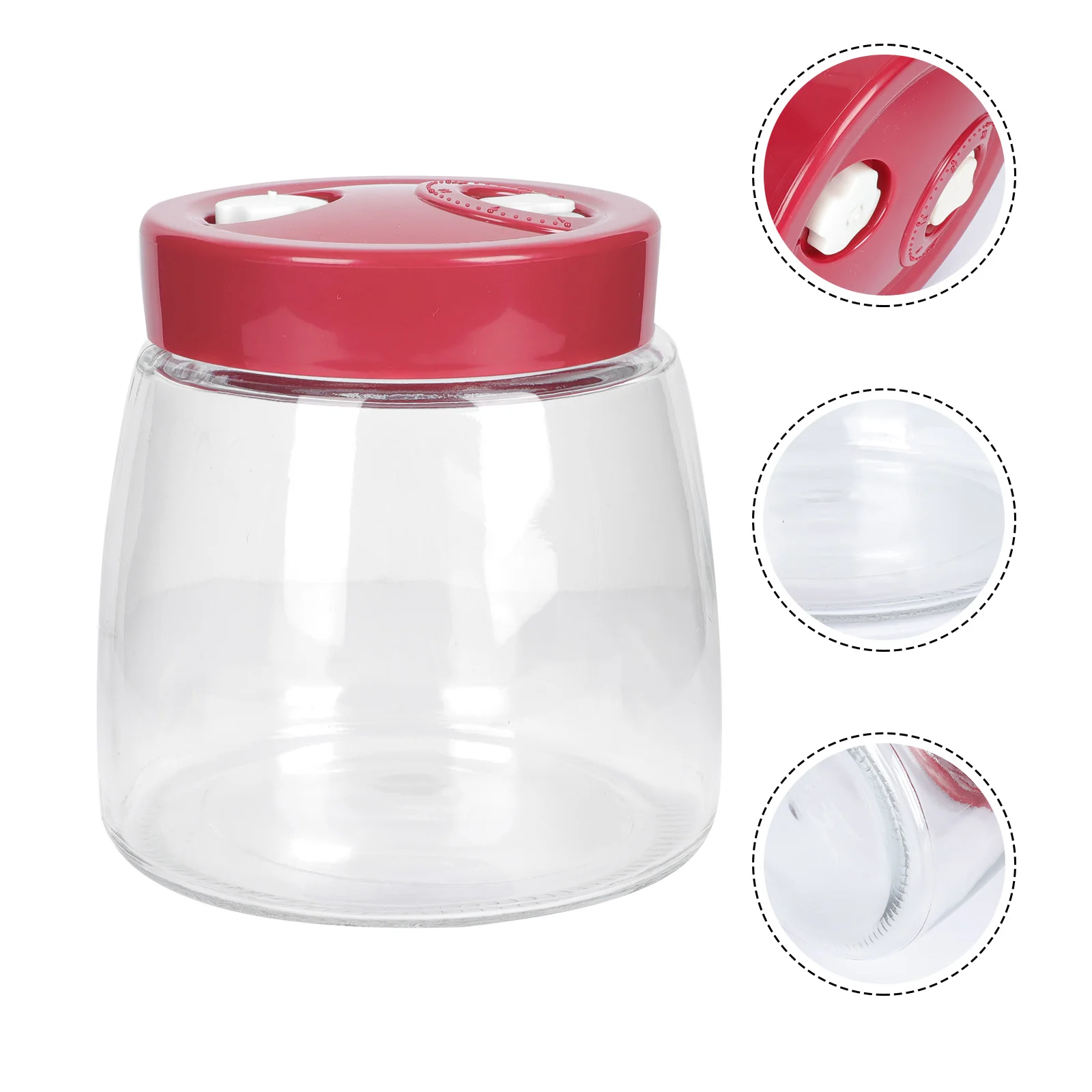 

1Pc Transparent Sealed Bottle Fermentation Jar Multi-functional Bottle (Red)