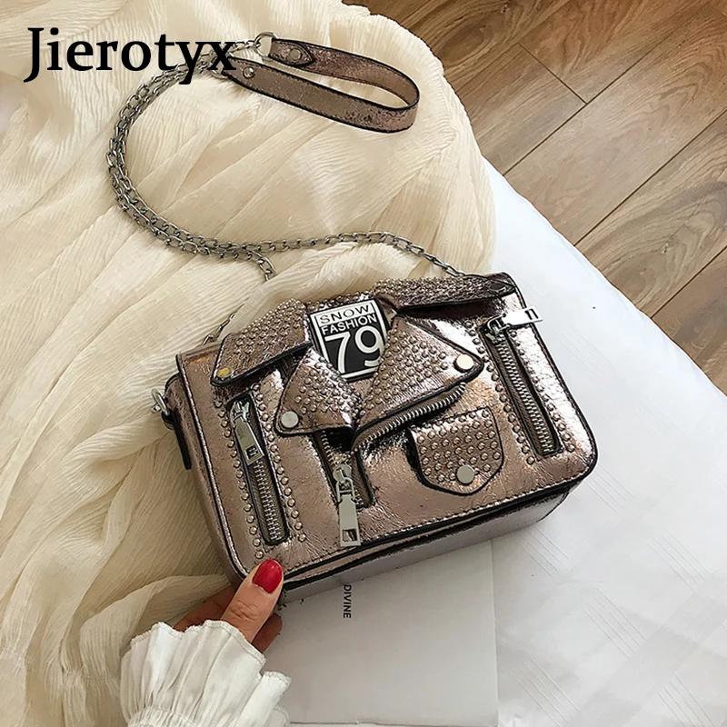 JIEROTYX Высокое качество заклепки панк куртка стиль Pu модная женская Повседневная сумка на плечо сумка через плечо женская сумка