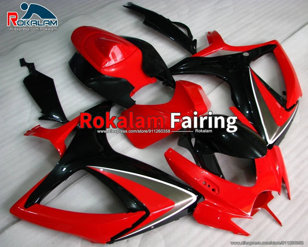 

Fairings For Suzuki GSXR600 GSXR750 K6 2006 2007 GSX-R600 GSX-R750 06 07 Black Red Motorbike Fairing Kit (Injection Molding)