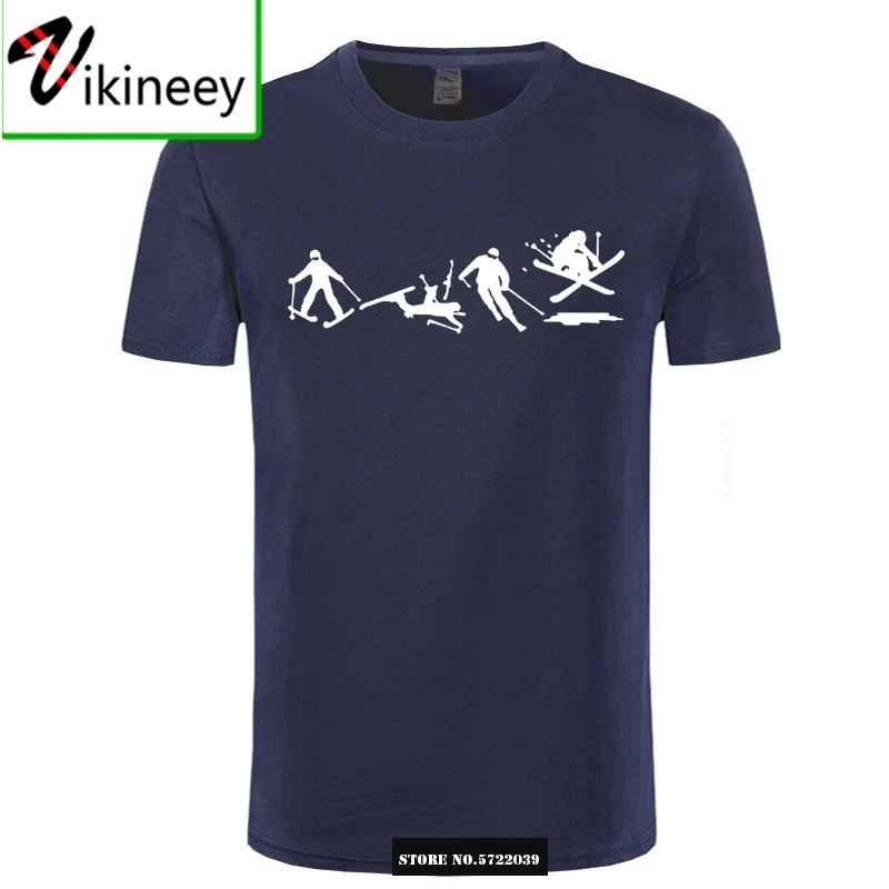 

Evolution Ski Funny Printed T Shirts Men Summer Short Sleeve T-shirt Cotton Skiing Gift For Boyfriend Husband Tops Tee
