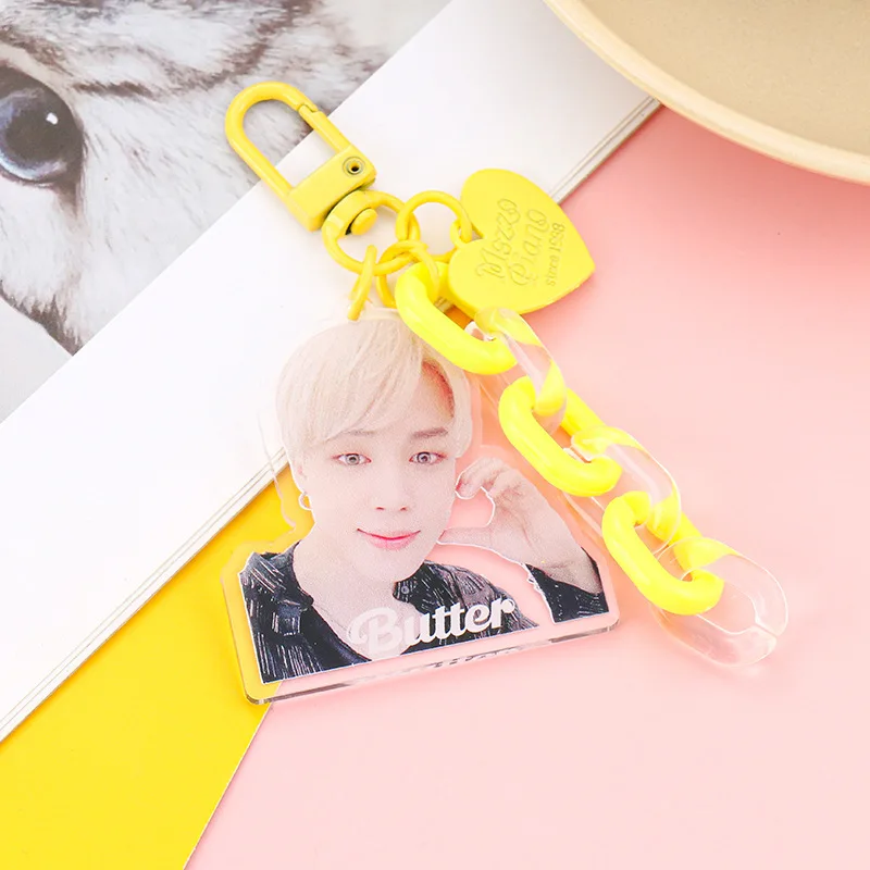 

KPOP Bangtan Boys Butter Acrylic Keychain Keyring Bag Accessories JIMIN JIN SUGA J-HOPE Fans Collection