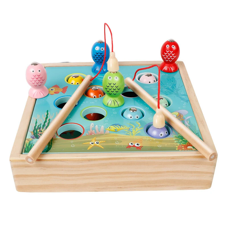 

Children Wooden Toys Magnetic Games Fishing Toy Game Kids 3D Fish Baby Kids Educational Toys Outdoor Funny Boys Girl Gifts
