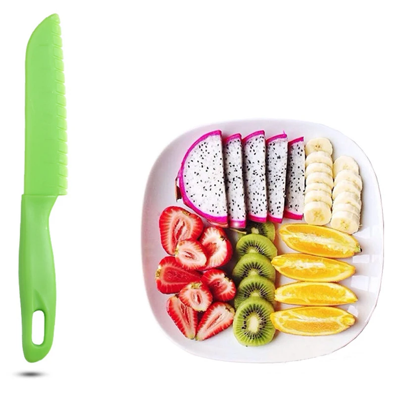

5pcs For Bread Lettuce Kitchen Knife Kids Chef Toddler Cooking Plastic Fruit Knife Safe Children Paring Knives Sawtooth Cutter