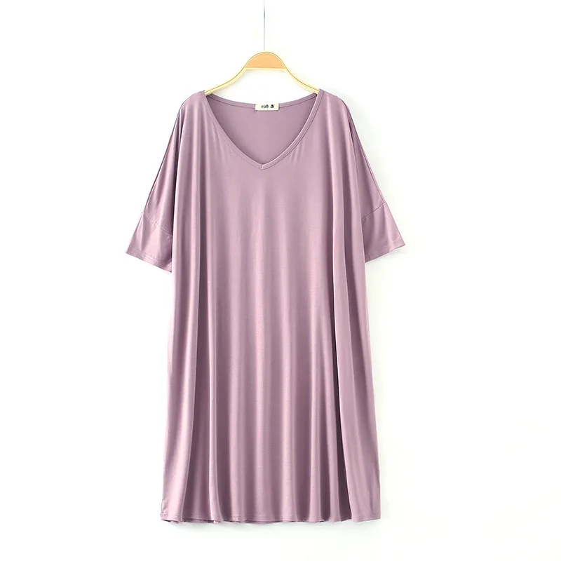 

Super Loose 130Kg Summer Nightdress Modal Homewear Women Casual Plus Size Night Gown Famale Cotton Soft Half Sleeve Sleep Shirt