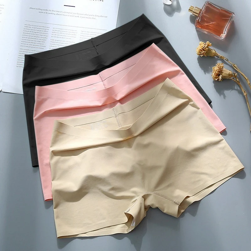 

Women's Summer Safety Short Panties Ice Silk Underpant Seamless Anti-glare Ladies Pants Girl Boxer Briefs Cozy Female Underwear