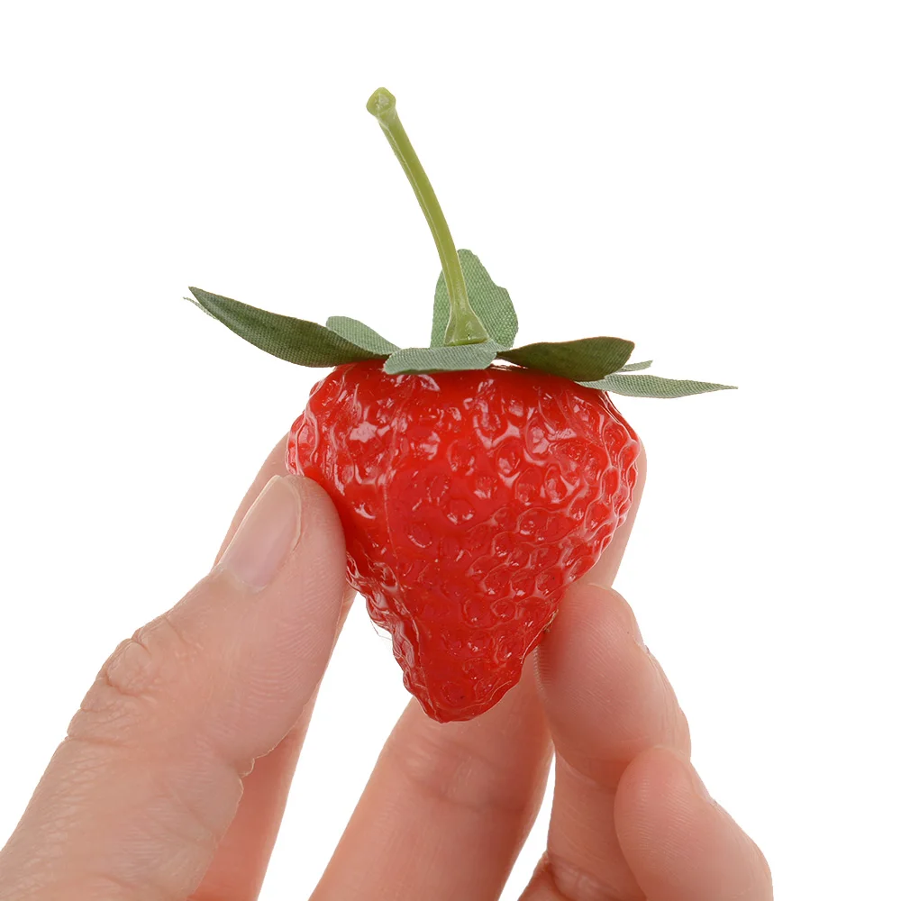 

10 Pieces Artificial Strawberries Fruits Realistic Plastic Strawberry for Photography Prop Basket Display Home Wedding Decor