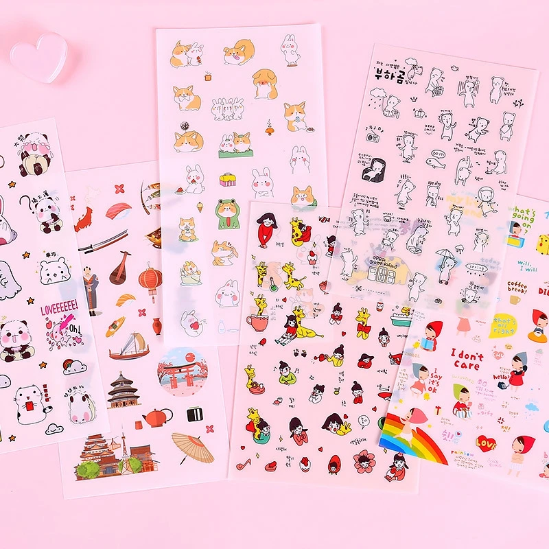 Мультяшные канцелярские наклейки упаковка сделай сам инструмент материал