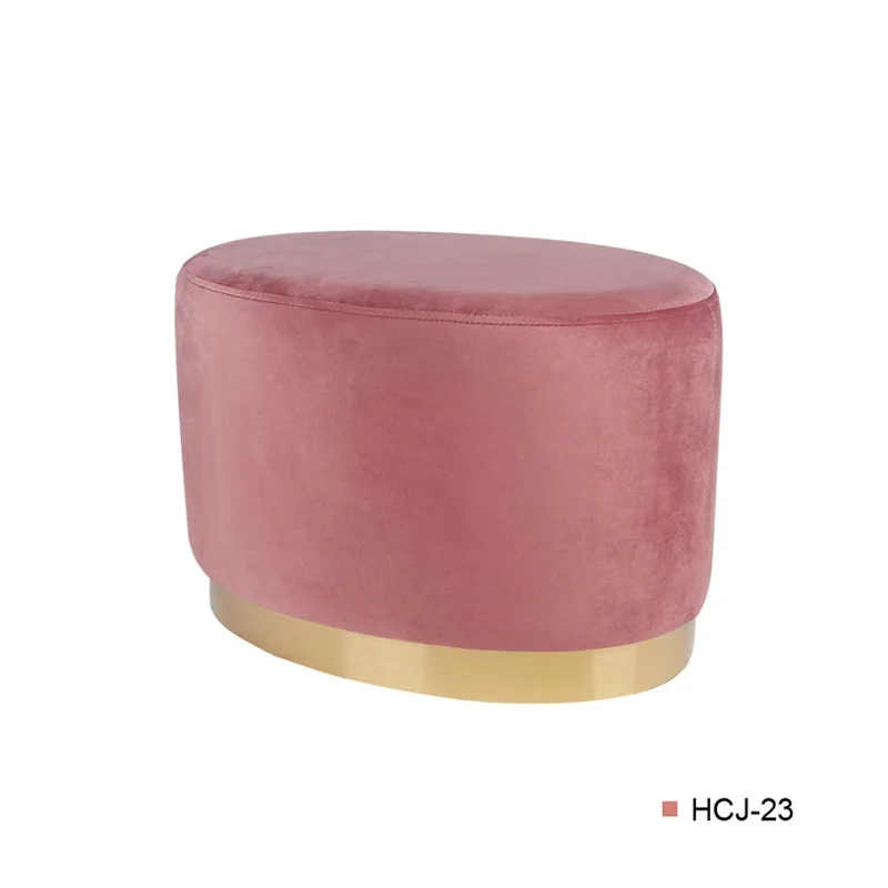 

Nordic Vintage Luxury Golden Iron Metal Home Stool Ottoman Dressing Chair Footstool Soft Velvet Fabric Kid Bed Living Room Sofa