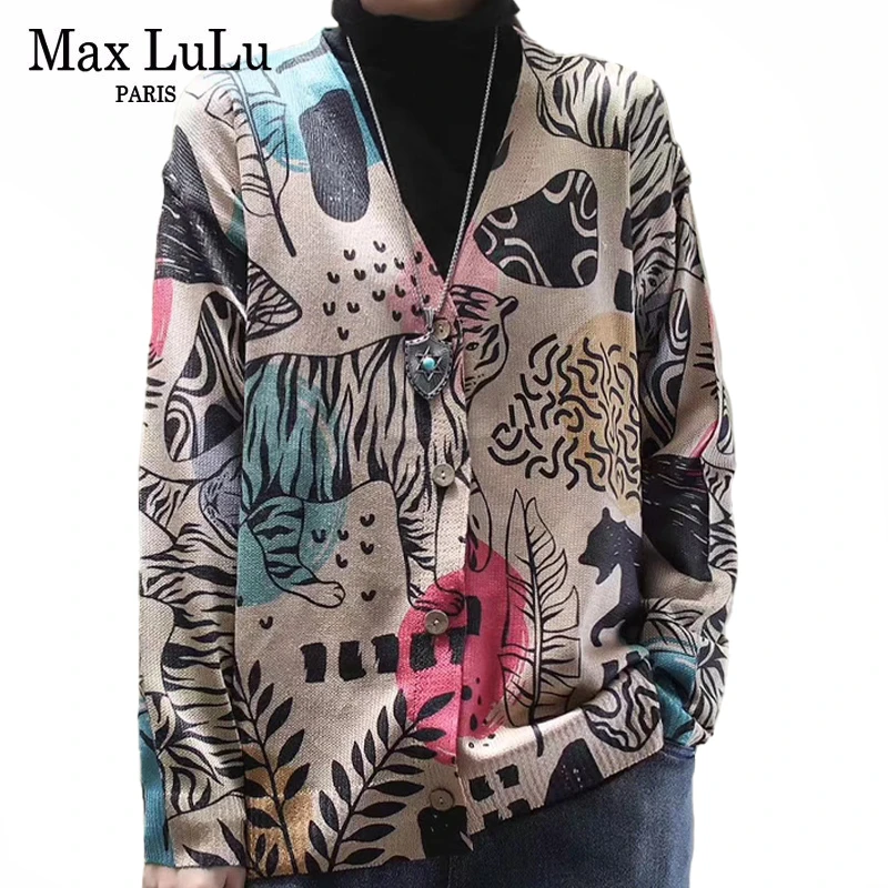 Max LuLu 2020 корейские новые модные весенние женские свитера с принтом свободные