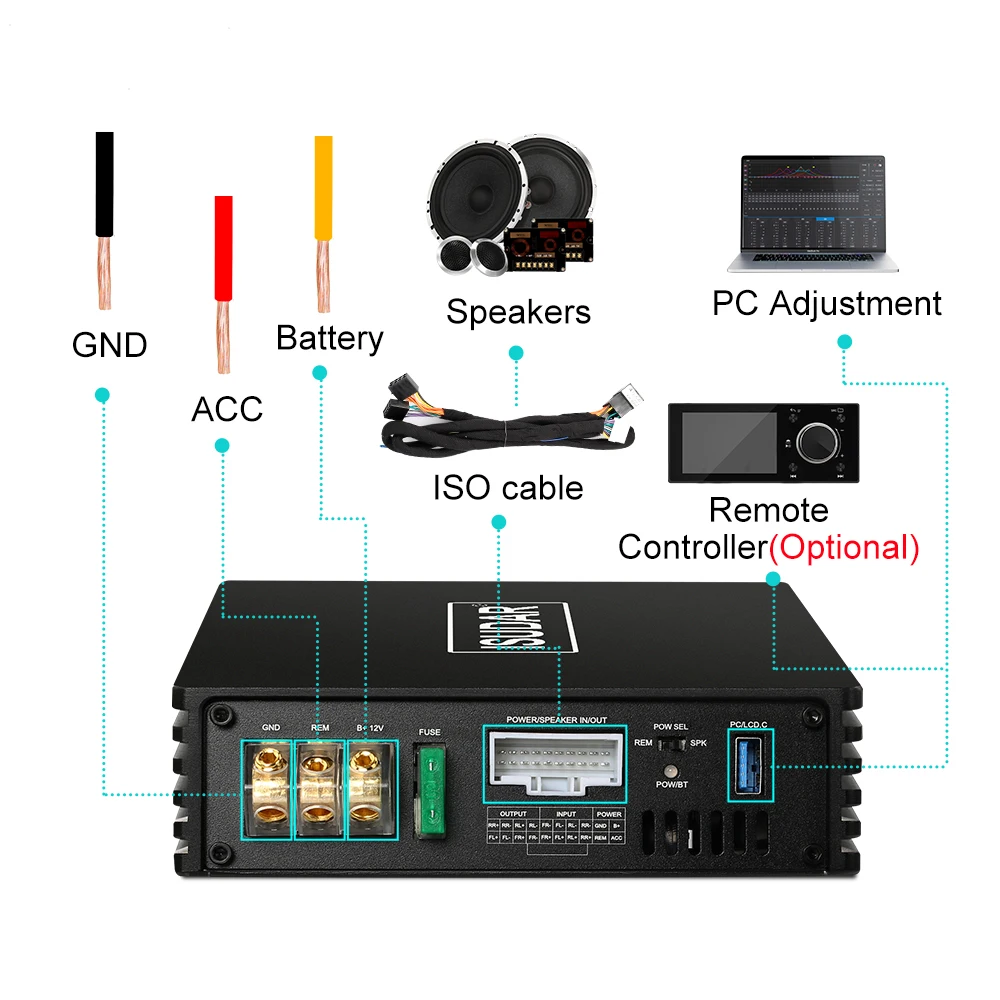 ISUDAR Aftermarket Android полноэкранный радиоусилитель автомобильный DSP для 4-канальных