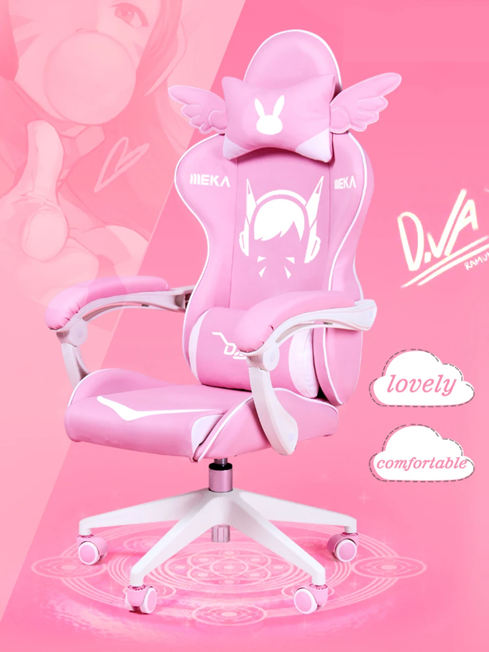 Красивое розовое кресло игровое силловое для девушек живых компьютерное цветное